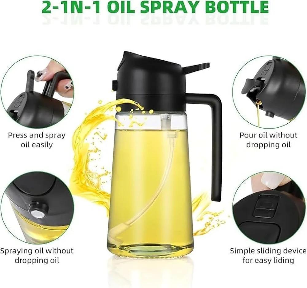 2-in-1 Glass Oil Spray with glass Bottle