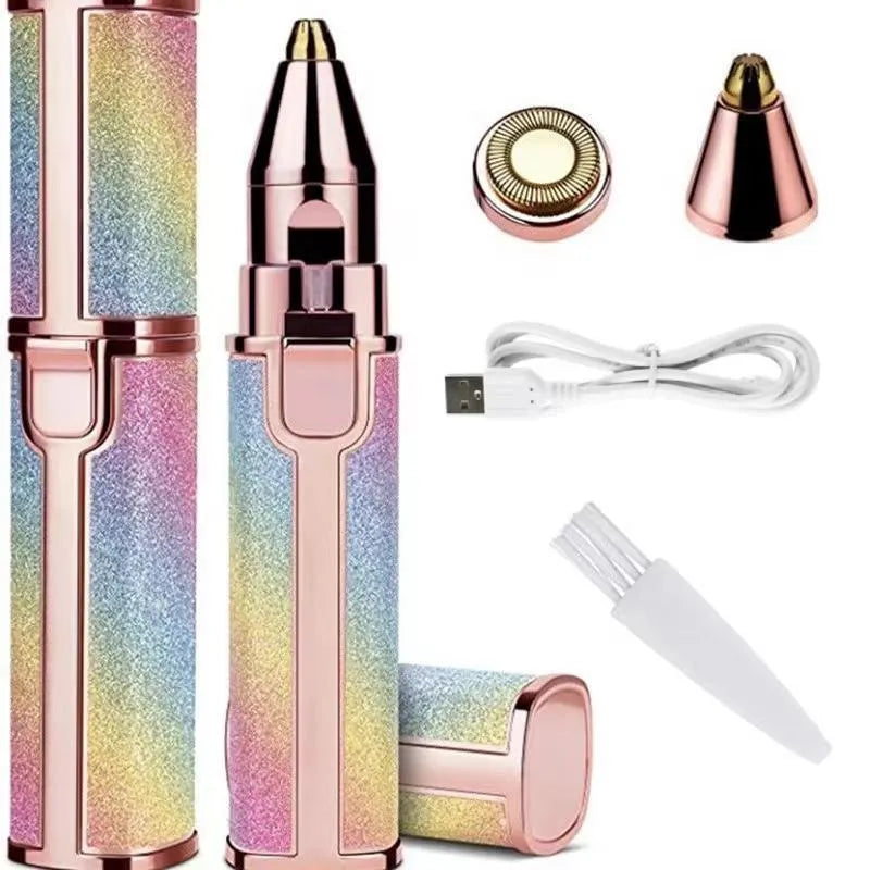 2-in-1 Rechargeable Eyebrow Trimmer for Women | Painless Facial Hair Remover