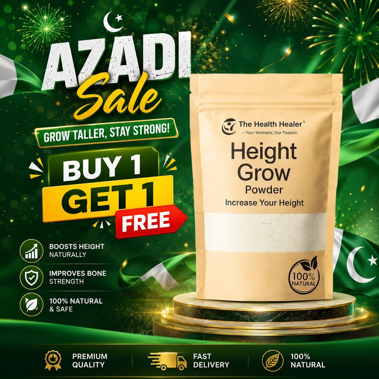 The Health Healer Height Grow Powder | 100% Natural Herbal Formula